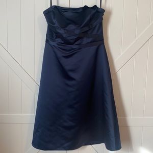 Bill Levkoff Classic Navy A-Line Strapless Dress